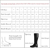 QIY Women's Knee High Faux Leather Boots - Low Heel Square Toe Side Zipper Elastic Tall Boots for Fall Winter