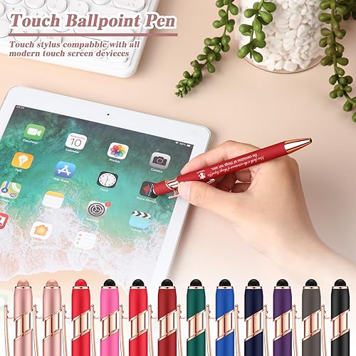 Miniatura 5 de Chuangdi 48 bolígrafos cristianos con frases, con punta de lápiz capacitivo, versículo de la Biblia, bolígrafos de tinta negra para escribir