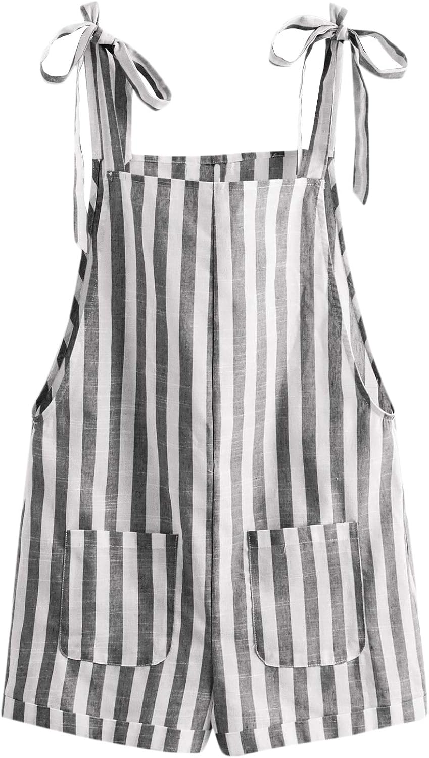 striped overalls shorts