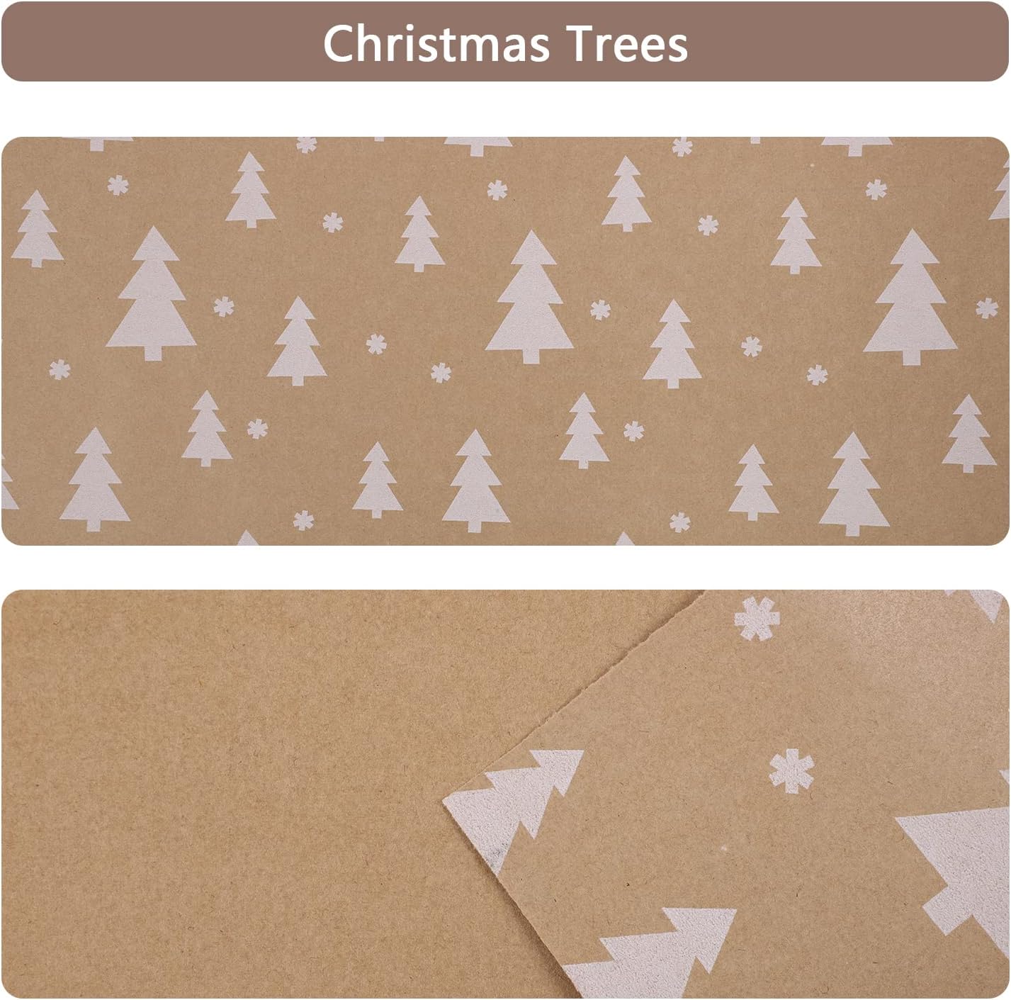 HBell Chirstmas Wrapping Paper Roll,43cm x 15m Gift Wrapping Paper,Brown Kraft paper Roll,Perfect for Birthday,Holiday,Baby Shower Xmas Gift Wrap (Xmas Tree) - Image 5