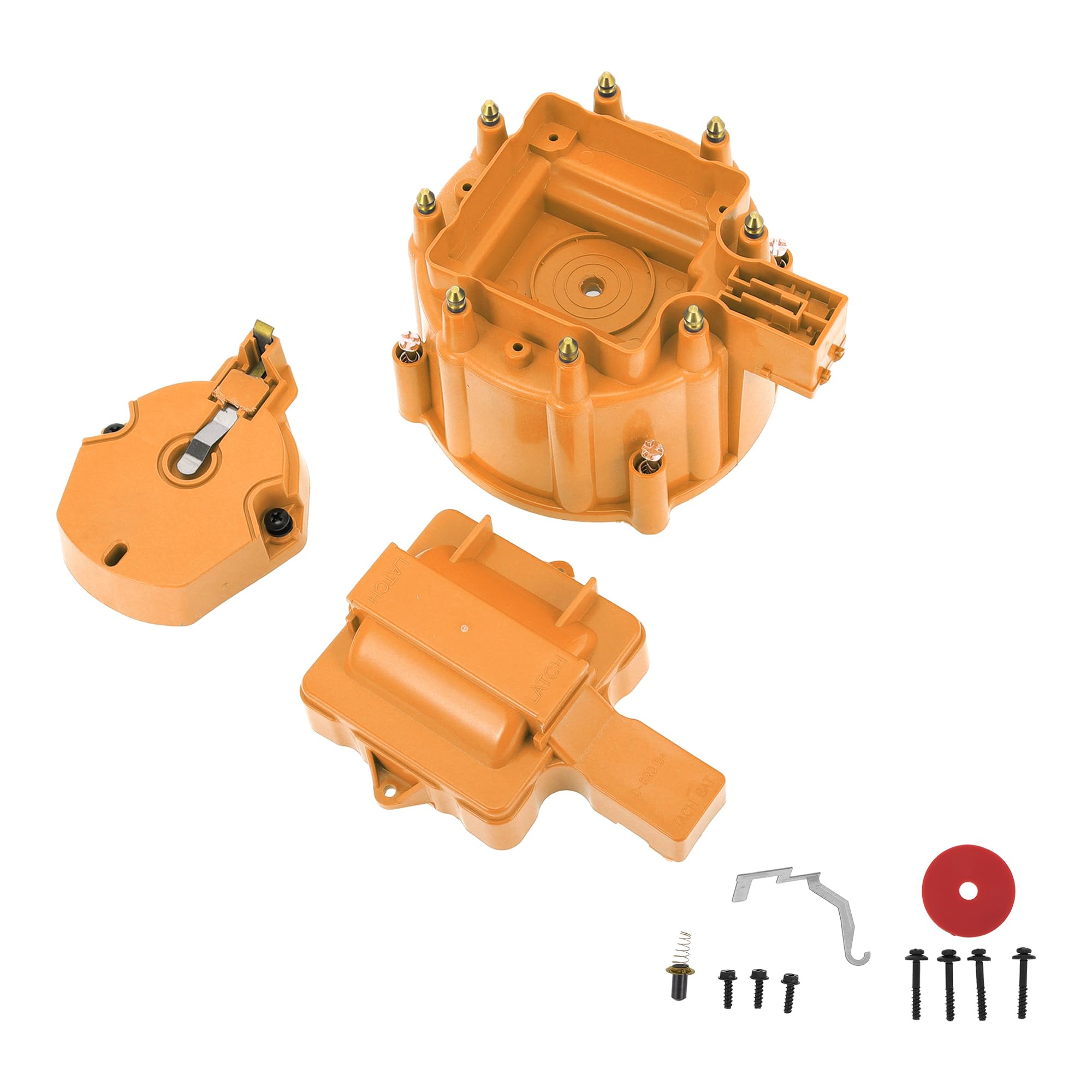 Orange HEI Distributor Cap, Rotor & Coil Kit With 65,000 Volt Coil For GM Chevy V8