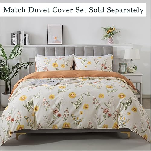 Miniatura 6 de FADFAY Juego de sábanas tamaño Queen de percal de algodón cepillado con tinta beige, sábana bajera de bolsillo profundo, ropa de cama desgastada