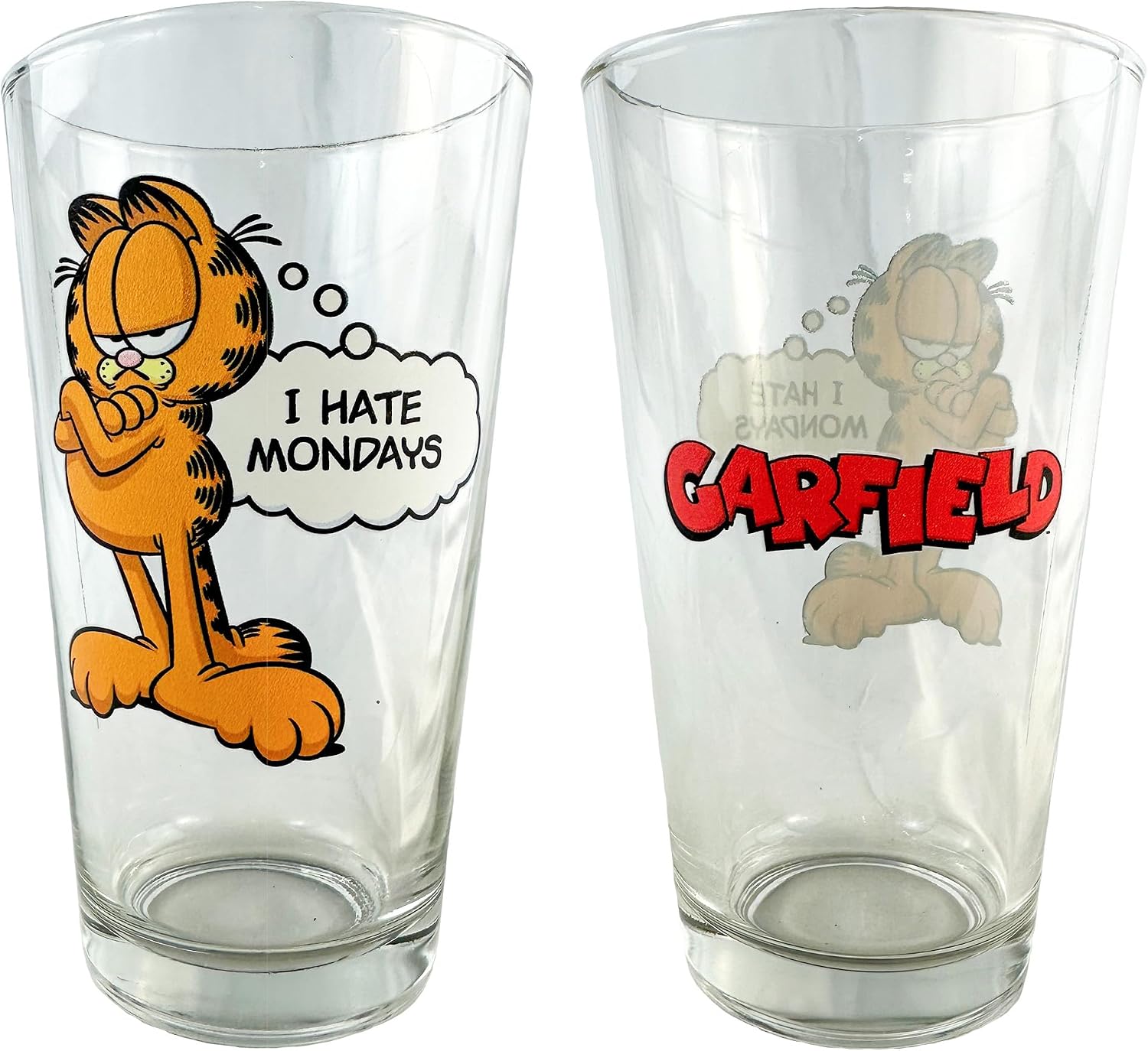 Garfield Cat I Hate Mondays 16oz Pint Drinking Glass Tumbler