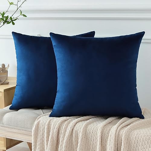 Miniatura 8 de OTOSTAR Paquete de 2 fundas de almohada decorativas de terciopelo suave de 18 x 18 pulgadas, fundas de cojín cuadradas sólidas para decoración del