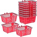Kisangel Mini Plastic Shopping Baskets, 20Pcs Dollhouse Grocery Basket with Handles Picnic Cart for Kitchen Pretend Toys, Red