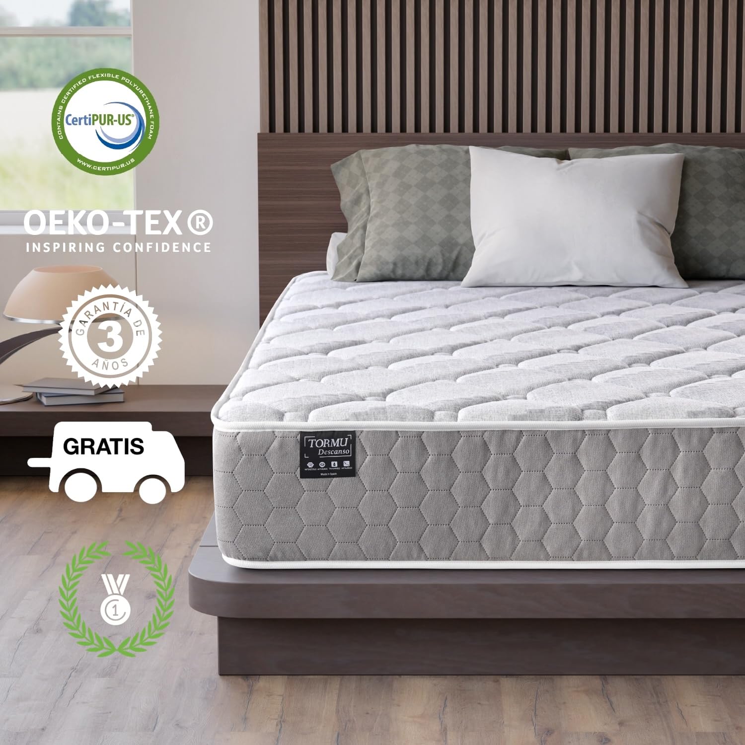 T-ORMU Colchones 150x190 Viscoelástico Premium Firme - Colchón 150x190 – Altura ± 27 cm – Colchon Viscoelastico 150 x 190 de Firmeza Alta Cómoda - Matrimonio Adulto Transpirable Ergonómico