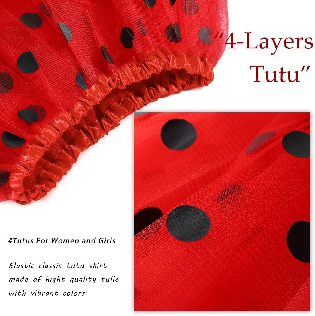 TWINKLEDE Women's Polka Dot Tulle Tutu Skirt Layered Ballet Tutu Skirts Halloween Costume Tutu Skirt for Women