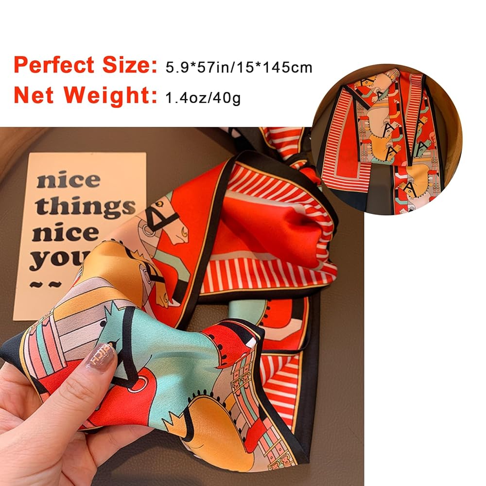 NEOGRACE Fashion Silk Scarf Double Sided Tie Waist Scarves NEOGRACE Fashion Silk Scarf Double Sided Tie Waist Scarves