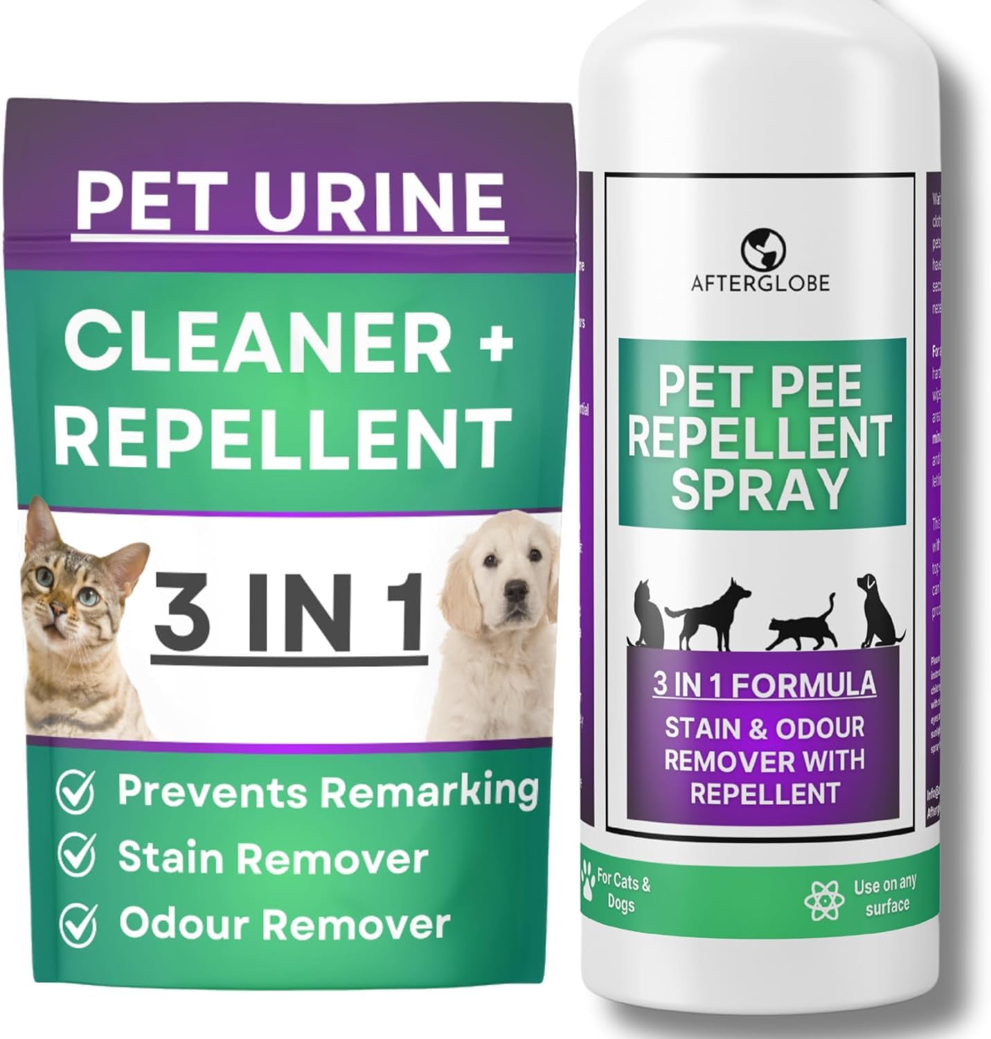 3-in-1 Pet Stain & Odour Remover Spray | Cat & Dog Urine Cleaner for Carpets, Rugs, Floors & Upholstery | Fresh Citrus Formula Helps Discourage Repeat Marking | 500ml