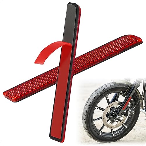 evermotor Reflector rojo adhesivo para las patas delanteras inferiores de Harley, reflectores de seguridad de visibilidad nocturna de 5.66 pulgadas