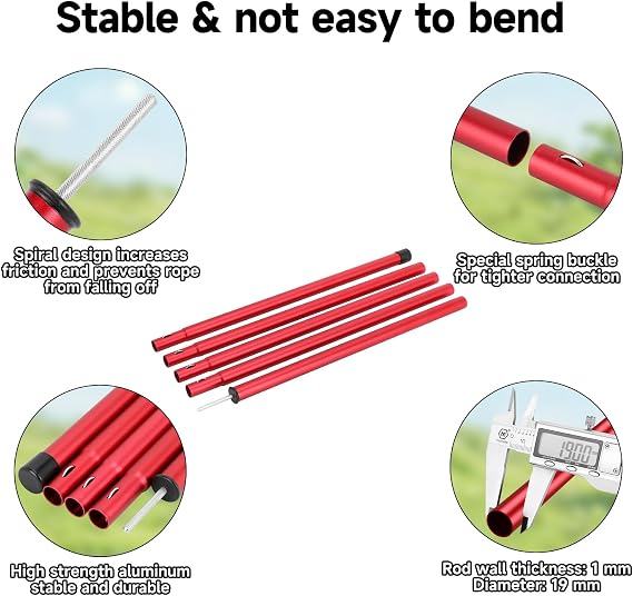 SANLIKE Aluminium Tent Poles, Canopy Support Tarp Poles with Storage Bag