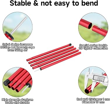 SANLIKE Aluminium Tent Poles, Canopy Support Tarp Poles with Storage Bag