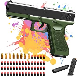 Toy Guns for Boys, Green Plastic Pretend Toy Pistol for Kids with Soft Foam Set, Education Foam Blaster for 14+ Year Olds, Outdoor Games