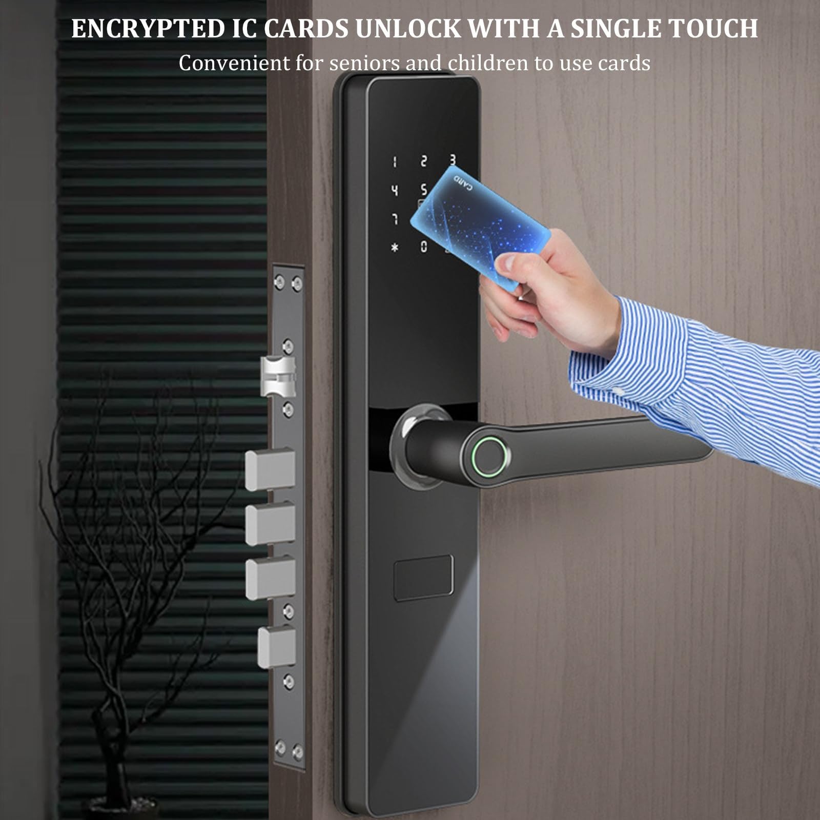 Serratura Per Porta D'ingresso Senza Chiave Con Maniglia, Controllo Tramite APP TTLock - Serratura Di Sicurezza Intelligente Con Impronta Digitale Per Porta D'ingresso, Facile Installazione