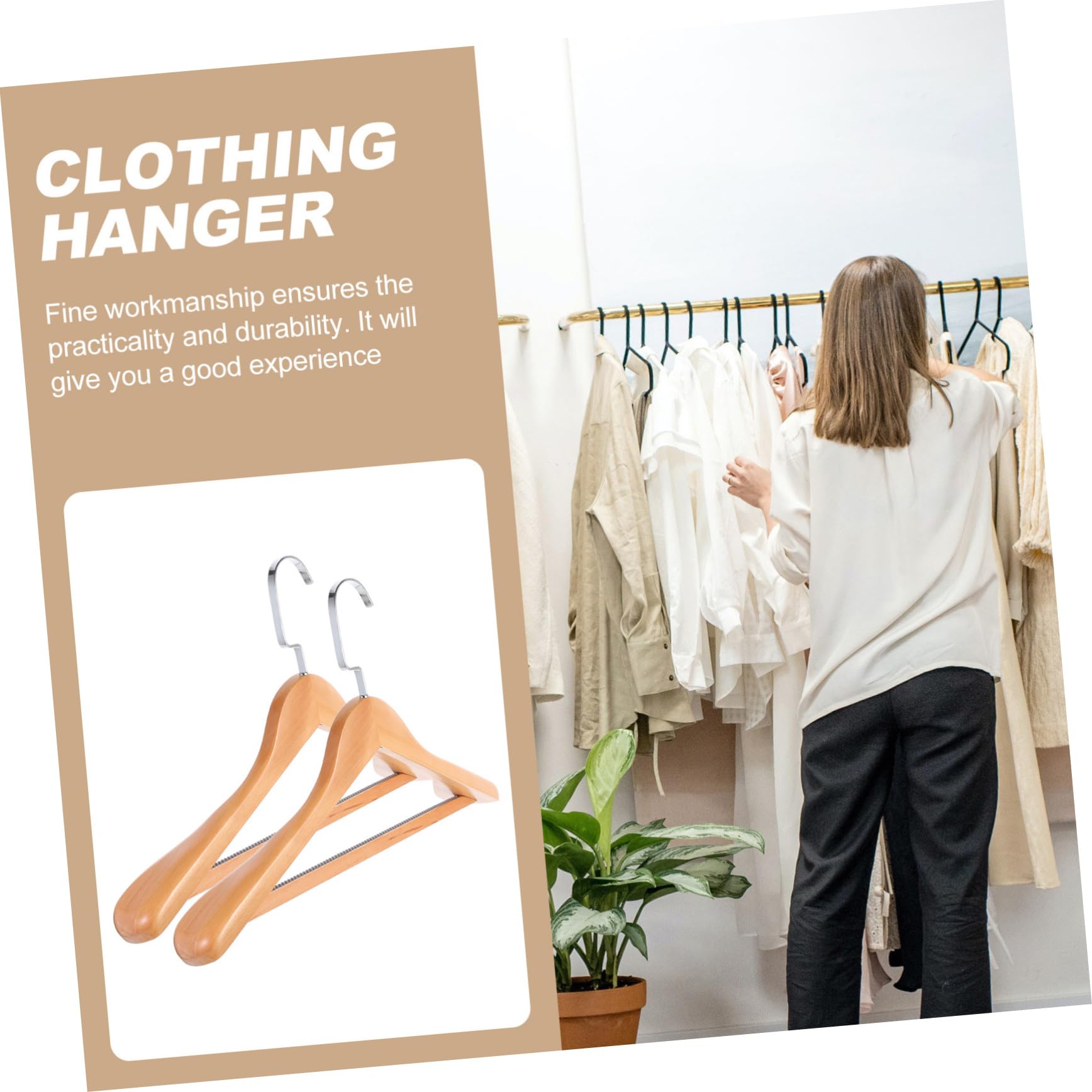 ABOOFAN 4Pcs Wooden Clothes Hangers with Hook Non Slip Suit Coat Hangers for Closet Organization Bedrooms and Laundry Rooms