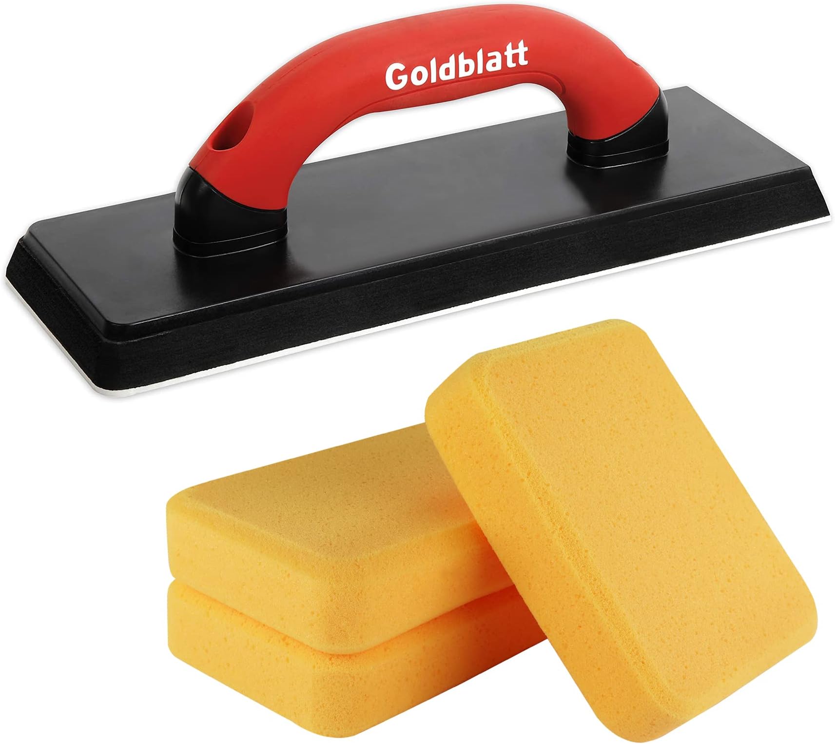 4" x 12" Grout Float with 3 Pack Sponges for Grout Cleaning - Molded Rubber Grout Float, Floor & Tile Grout Tools with Soft-Grip Handle for Masonry, Drywall, Concrete, Stucco
