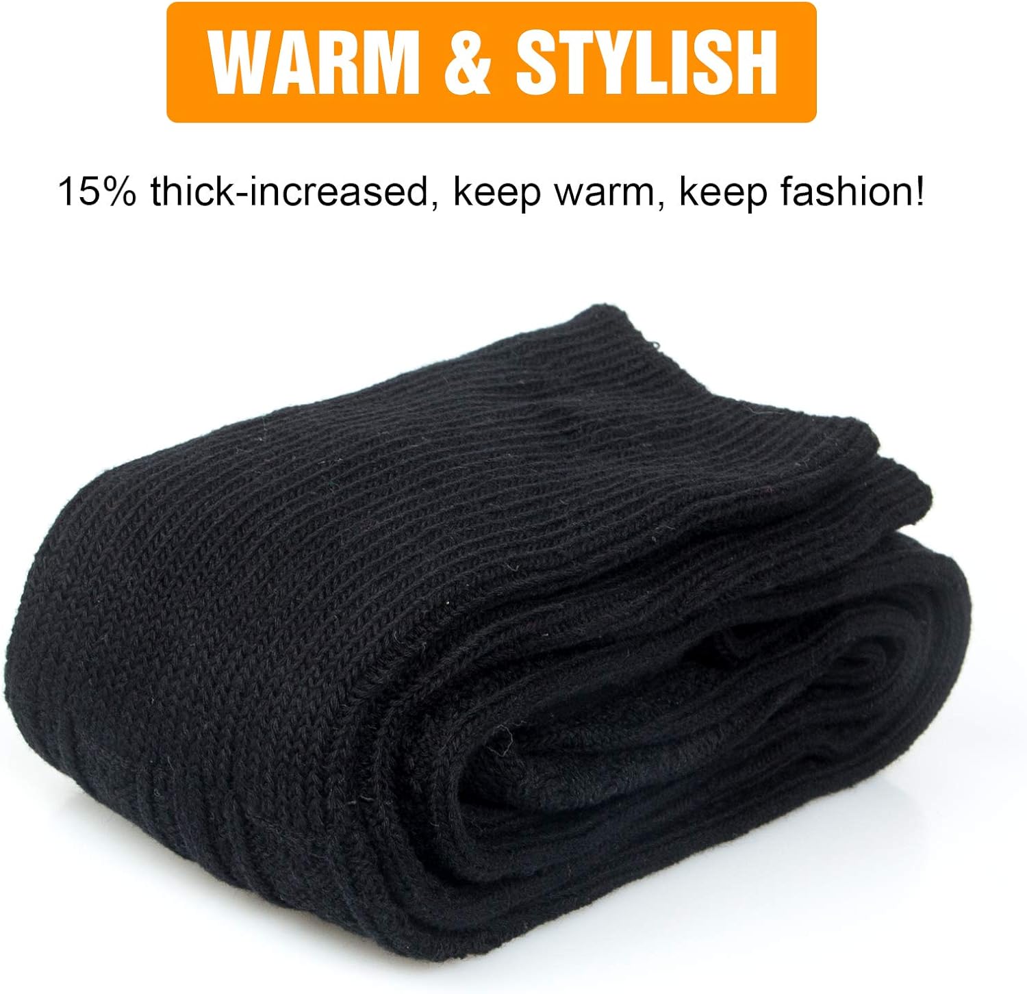 Chalier Extra Long Thigh High Socks Cotton Over the Knee High Socks for Women Knit Boot Stockings Leg Warmers(Black)