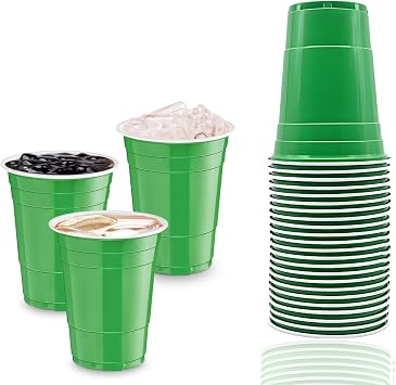 30 Pcs 16 oz Disposable Plastic Cups Bulk for Graduation Party Wedding Theme Party Birthday Green