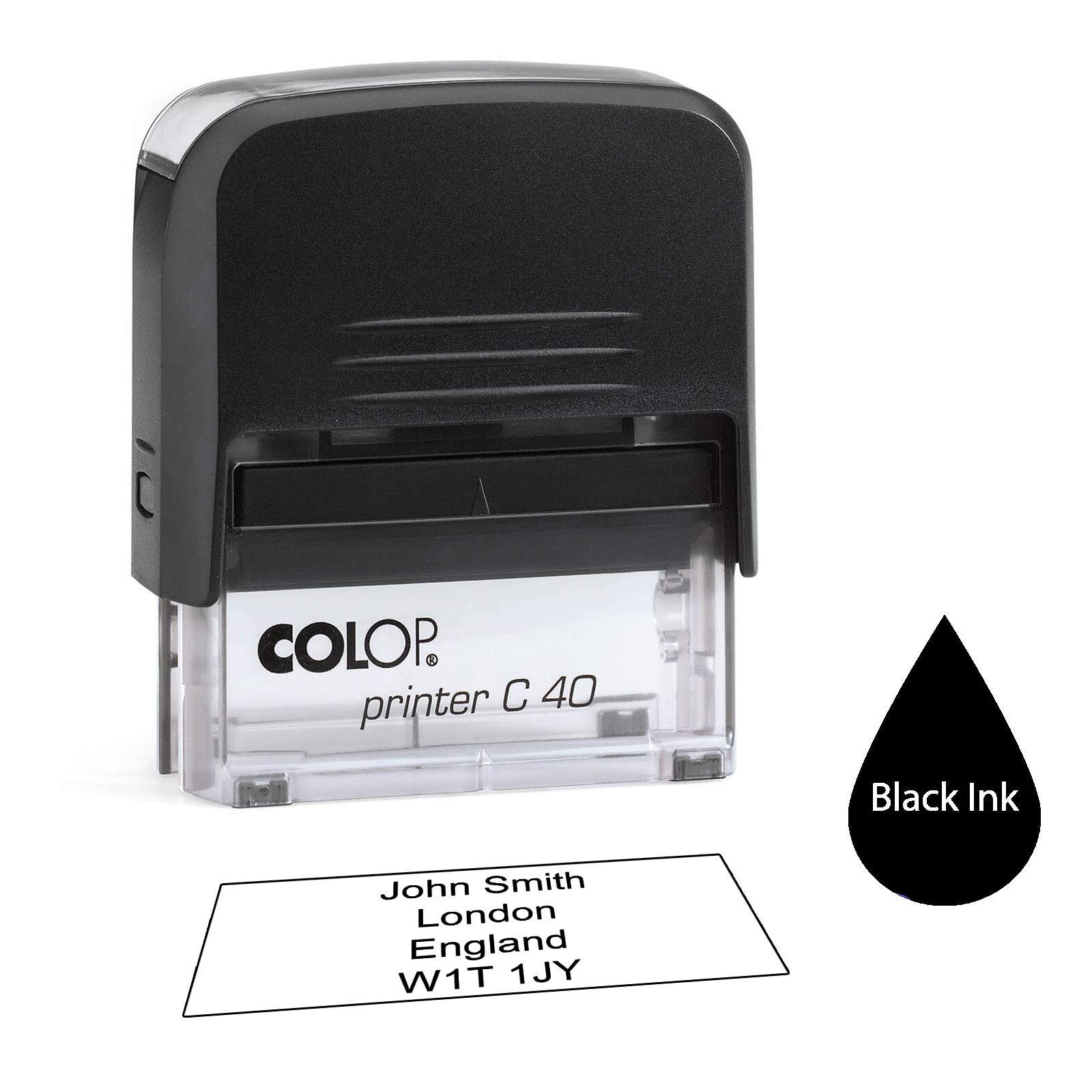 Colop C40 58 x 22mm - - Personalised Custom Made Self-Inking Business Address Rubber Stamp - Up to 5 Lines of Text Same Day Dispatch if Ordered Before noon