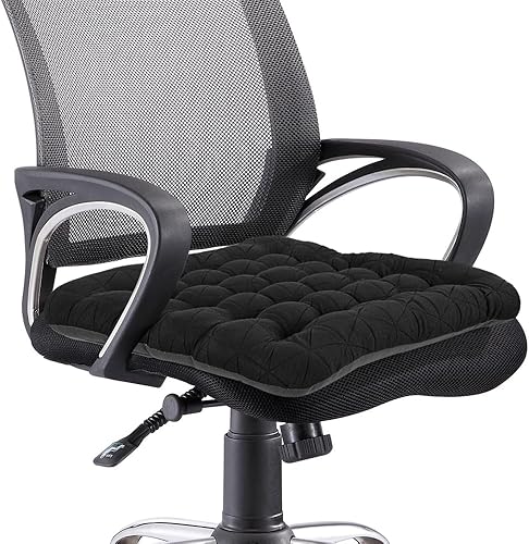 BUYUE Good Support - Cojín para silla de oficina, jacquard de lujo con cojín de silicona antideslizante para asiento de escritorio de computadora,