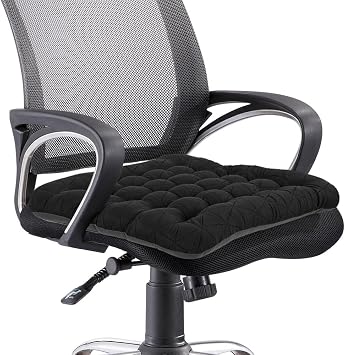 BUYUE Good Support Office Chair Cushion, Luxury Jacquard with Anti-Skid Silicone Seat Cushion Padded for Computer Desk Kitchen Chair 1 Count, Black