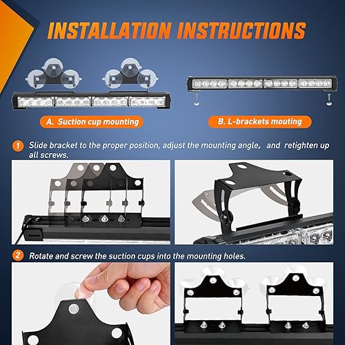 Miniatura 5 de Nilight Traffic Advisor - Barra de luz estroboscópica de emergencia 2 en 1, 17 pulgadas, 32 LED, 23 patrones de flash, luces direccionales de