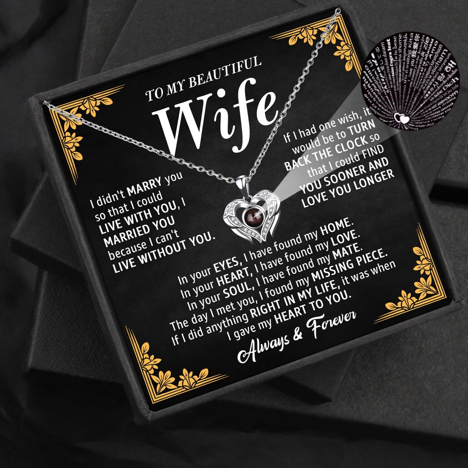 To My Beautiful Wife Necklace from Husband – A Heartfelt Expression of Love & Appreciation – Romantic Anniversary, Birthday, Christmas, Valentine’s Day Gift for Wife - Image 4