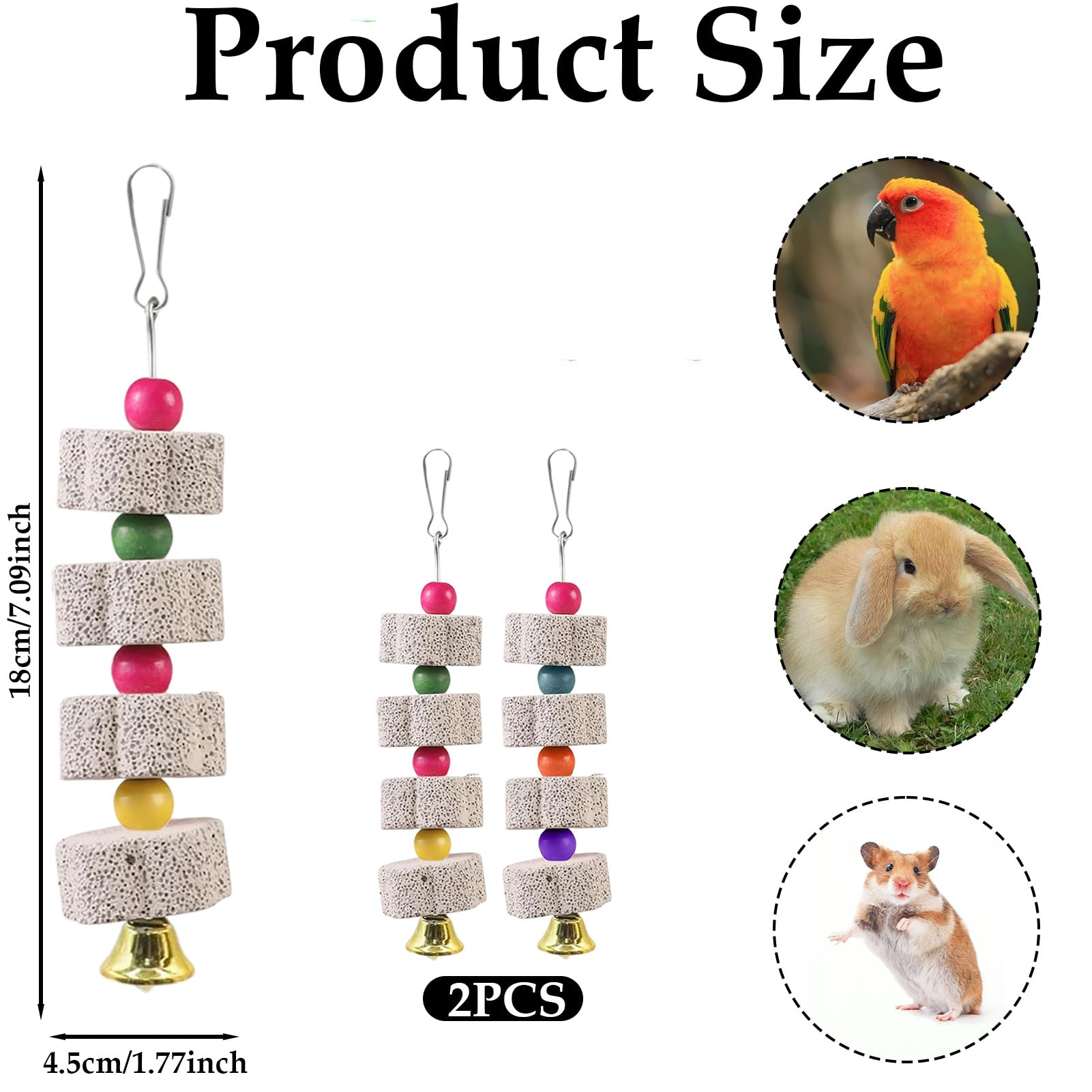 Juguetes De Piedra De Calcio Para Loros – 2 Piezas, 20.5 Cm, Para Afilar El Pico Y Entretenimiento, Para Cacatúas, Periquitos Y Aves Medianas
