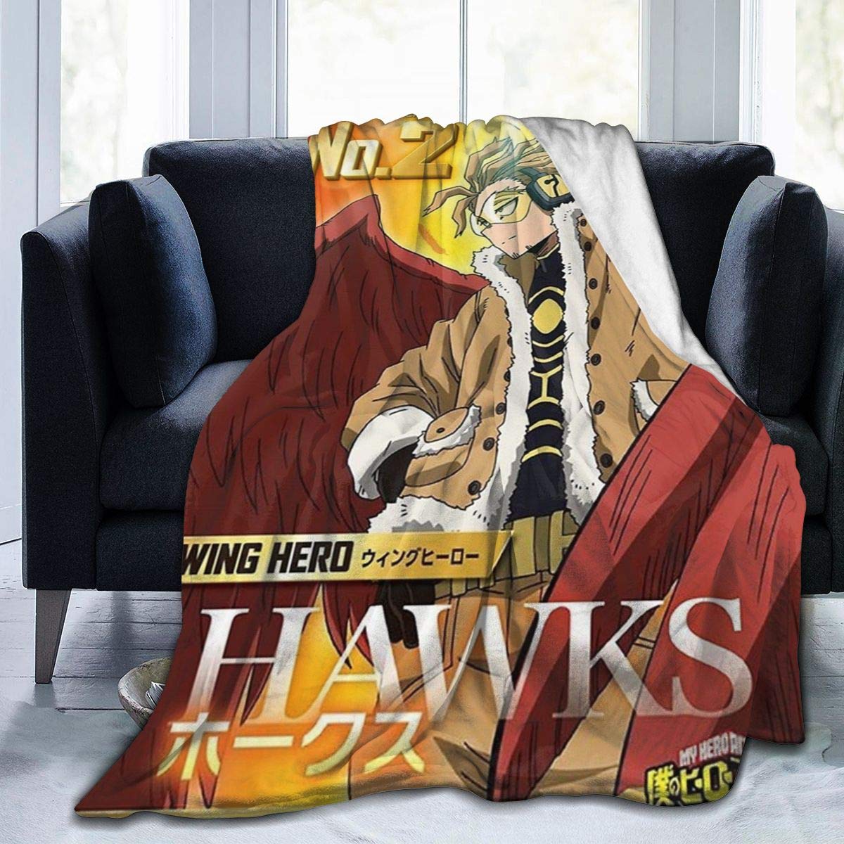 My Hero Academia Collage Anime BNHA Hawks Manga Flannel Throw Blanket Ultra Soft Bedspread Microfiber Fleece Blanket Durable Home Decor Perfect for Couch Sofa Bedl 80x60 Inch