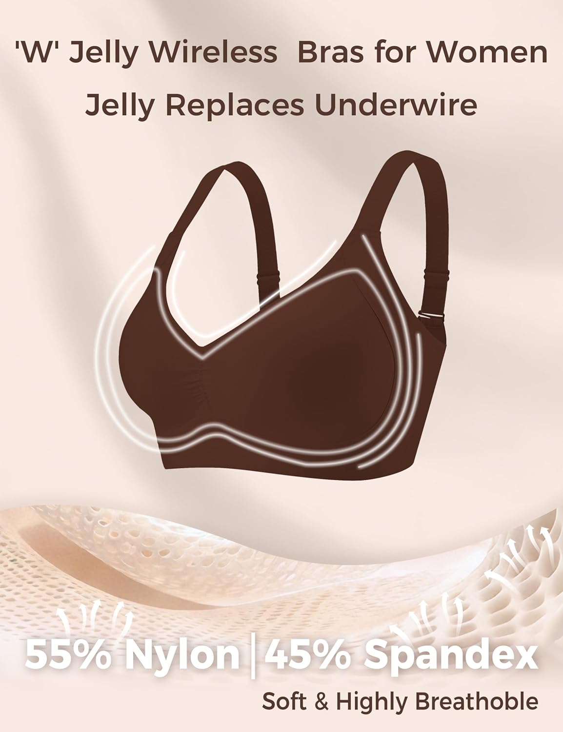 Jelly Bras for Women Wireless Push Up Bras Comfortable Plunge No Underwire Bra with Adjustable Straps Everyday Bra - Image 4