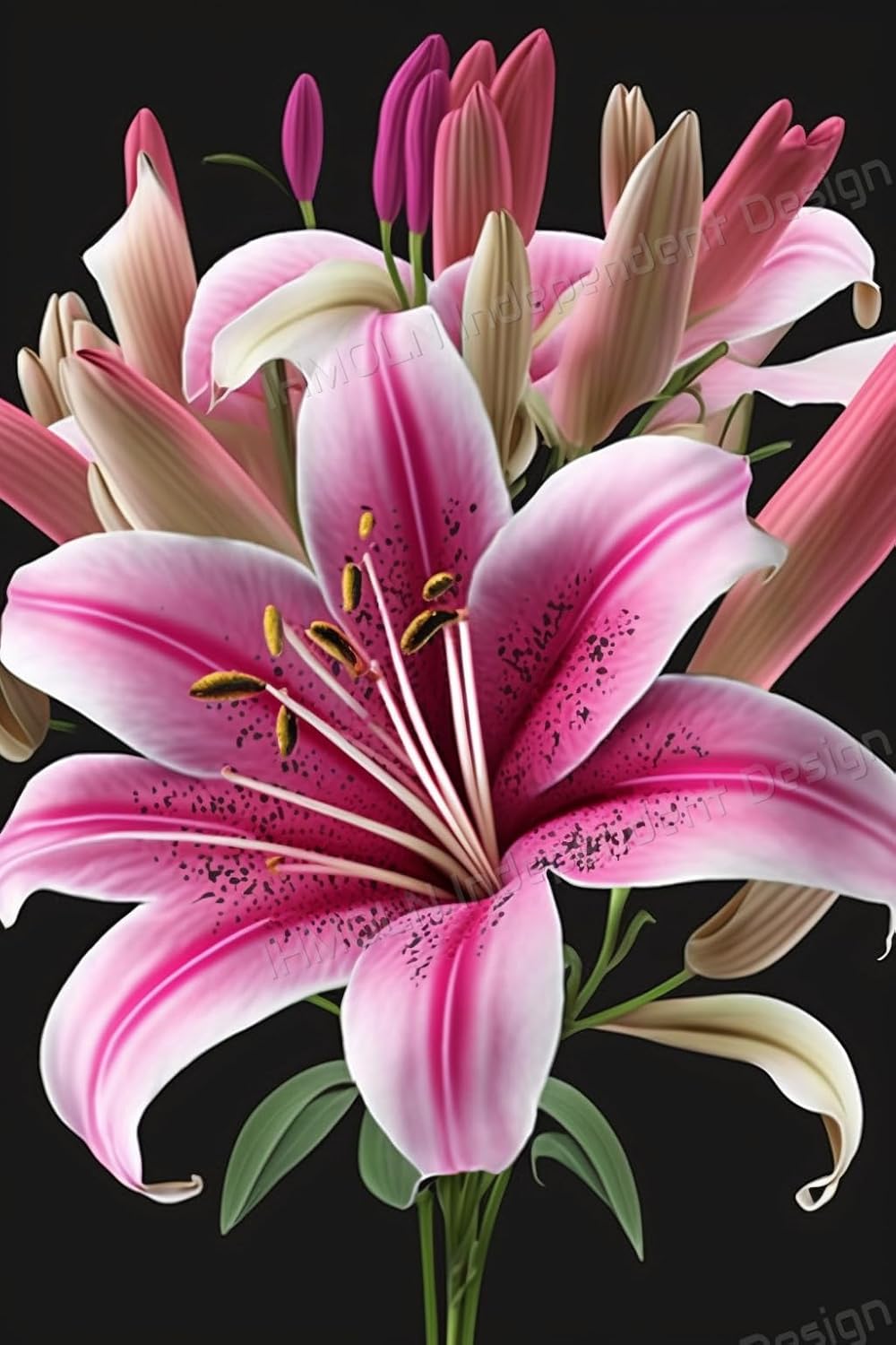 IEFSCAY Pink Lilies Diamond Painting Kits Adults 5d Gifts for Elevate Yourself(DIY Semi-Finished Products) Full Round Diamonds Paste by Number Sparkling Diamond Art 50X60cm
