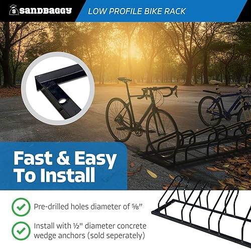 Miniatura 6 de Sandbaggy Portabicicletas comercial de perfil bajo, para exteriores, montaje en superficie, acero - 4 bicicletas (4 de capacidad (perfil bajo), 1)