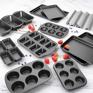 Tiawudi 3 Pack Nonstick Carbon Steel Baking Bread Pan, Large Loaf Pan, 9 1/2 x 5