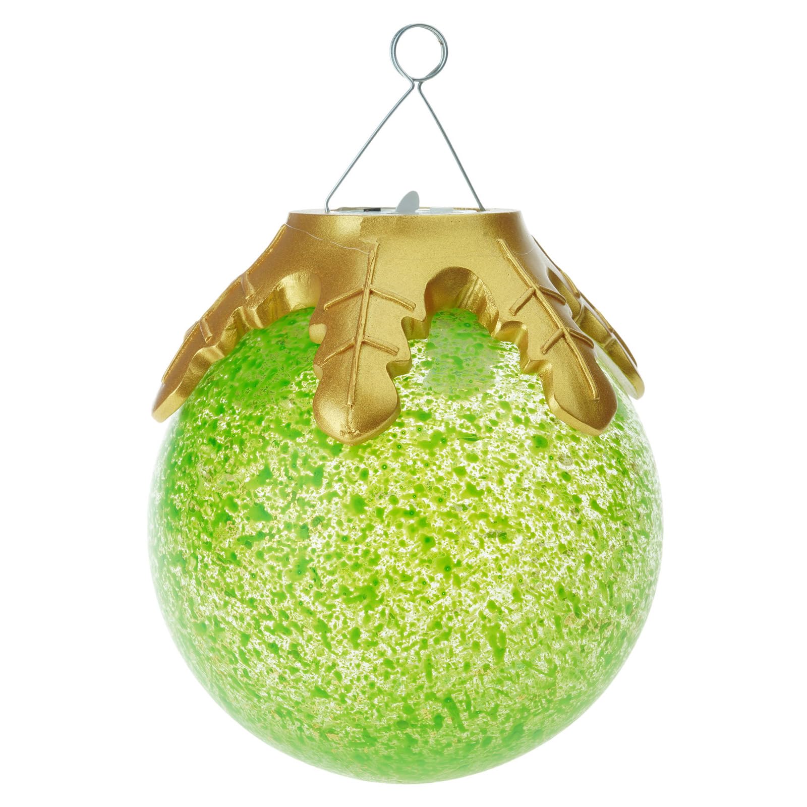 Jazuaiao White LED Cracked Christmas 6Inch Auto Timer Metal Accent Holiday Tabletop Display Christmas LED Ornament with Timer Holiday Table Ornament