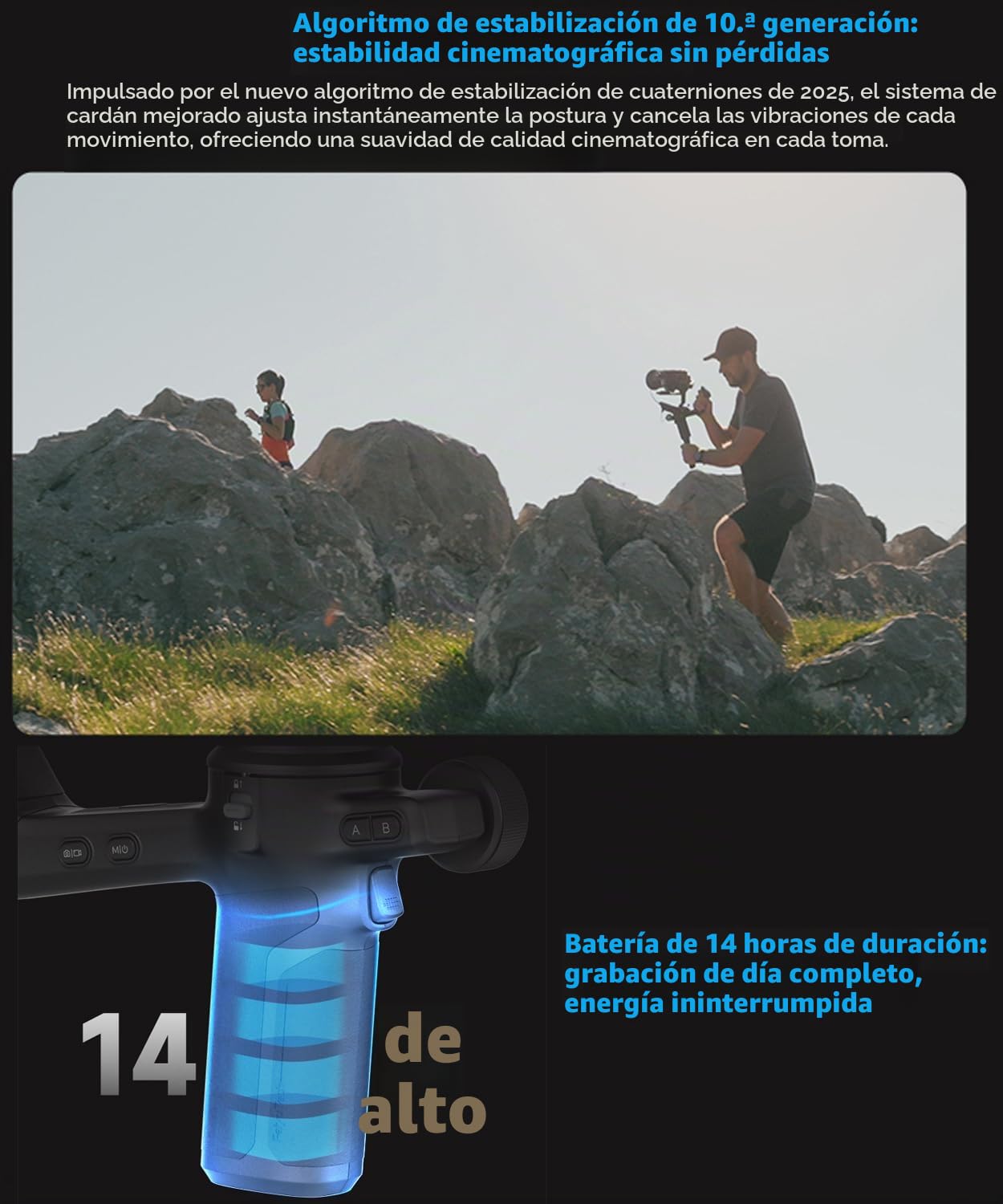 FeiyuTech SCORP 3 KIT, Estabilizador Cámara para DSLR sin Espejo, Seguimiento de IA Integrado, Carga máxima de 3,5 kg, Pantalla Táctil, Disparo Vertical Nativo, Estuche, para Sony/Canon/Nikon/Fujifilm