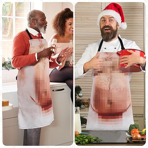 Miniatura 4 de Jiuguva 3 piezas de regalos de elefante blanco incluyen calcetines de pata de animal paquete de vientre delantal para la parrilla para Navidad