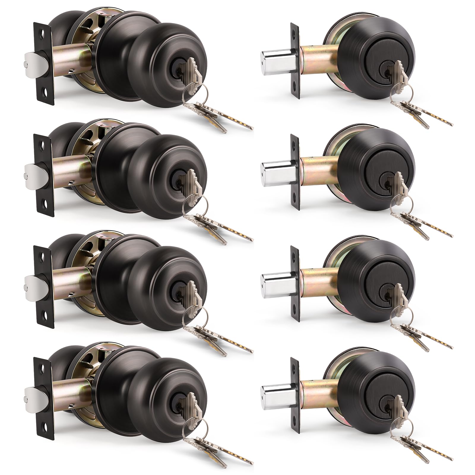 KNOBWELL Matte Black Door Knobs - Keyed Entry Set -15