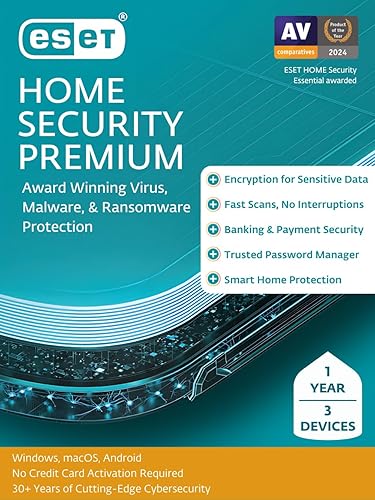 ESET Multi-Device Internet Security Premium, 2023 Edition, 3 Devices, 1 Year, Antivirus Software, Password Manager, Privacy Protection, Antispam,