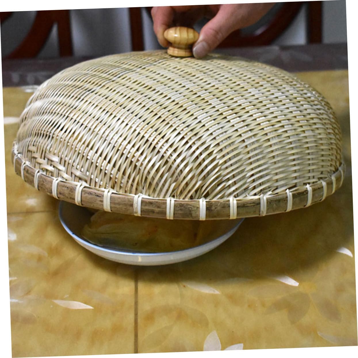 Ciieeo Dinner Plate Cover Tent Microwave Party Food Net Covers for outside Dome Wicker Food Cover Serving Outdoors Woven Nets Home Fruit Bowl Picnic Cover for Food Dish Weaving