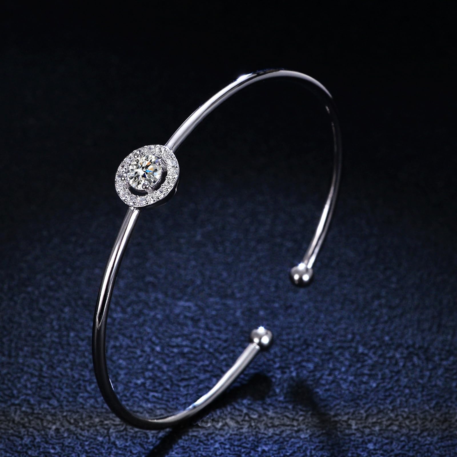 Bransoletki damskie złote, 0,5 ct diamenty tworzone Halo Open Gold 375, 9/14/18K białe złoto & PT950