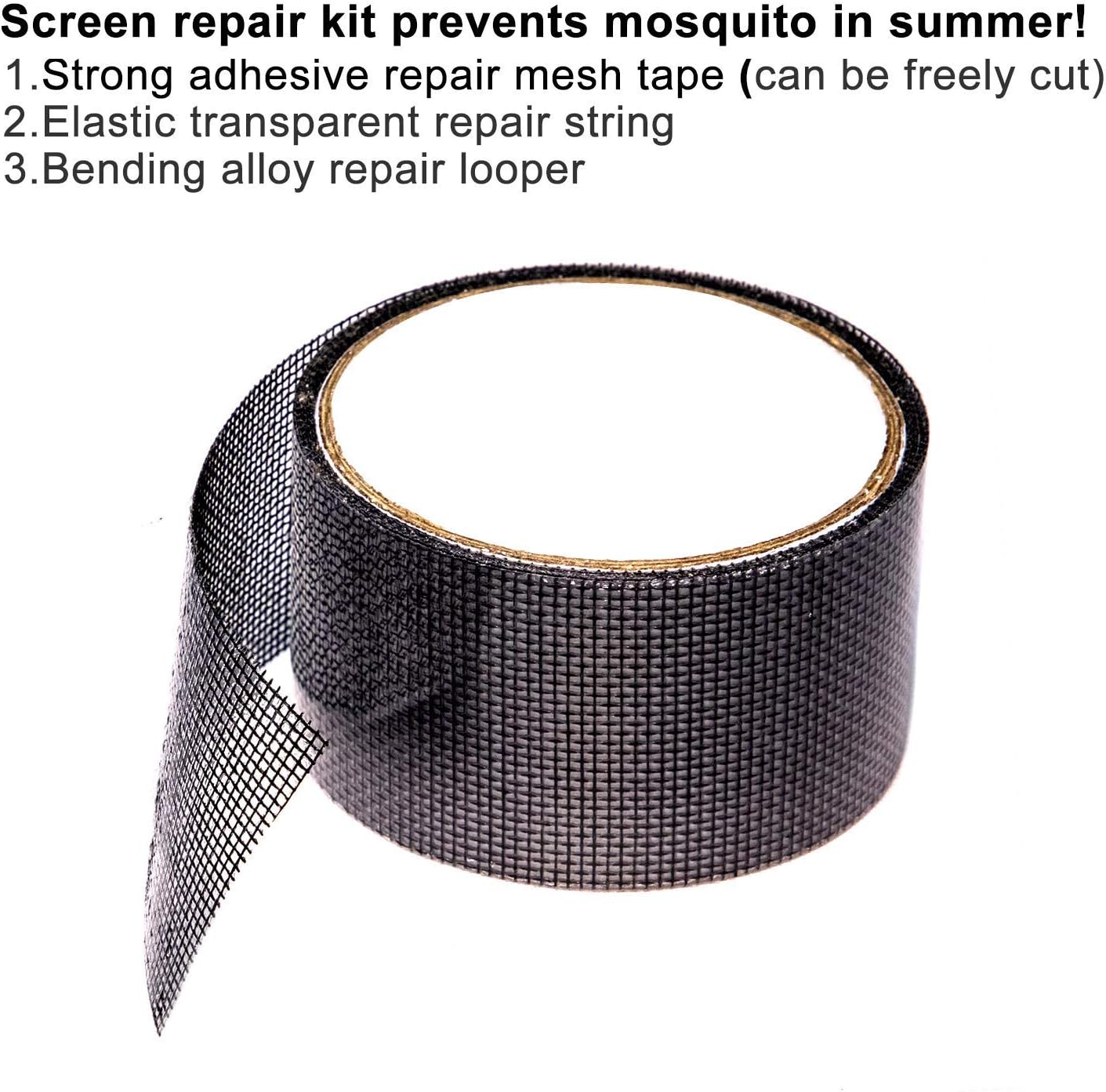 MAGZO Window Screen Repair Tape, Upgraded Black Screen Door Patch Kit Strong Adhesive Fiberglass Mesh Repair Seal for Repair Holes Tears(2"x79.4")