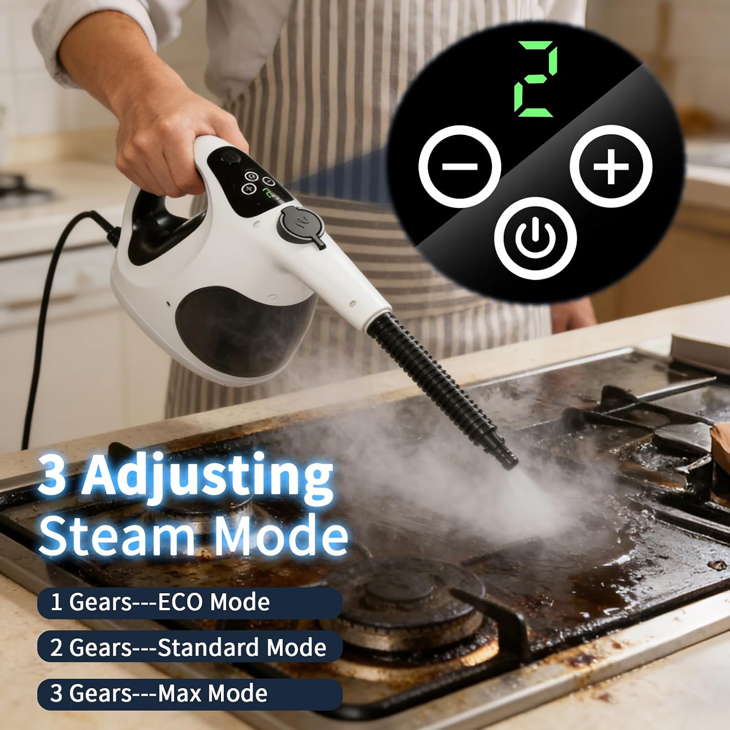 Handheld Steam Cleaner for Home – 3s Instant Heat-Up, Lightweight, and Easy Refill – Portable Steamer for Grout, Furniture, Kitchen, and More(White)