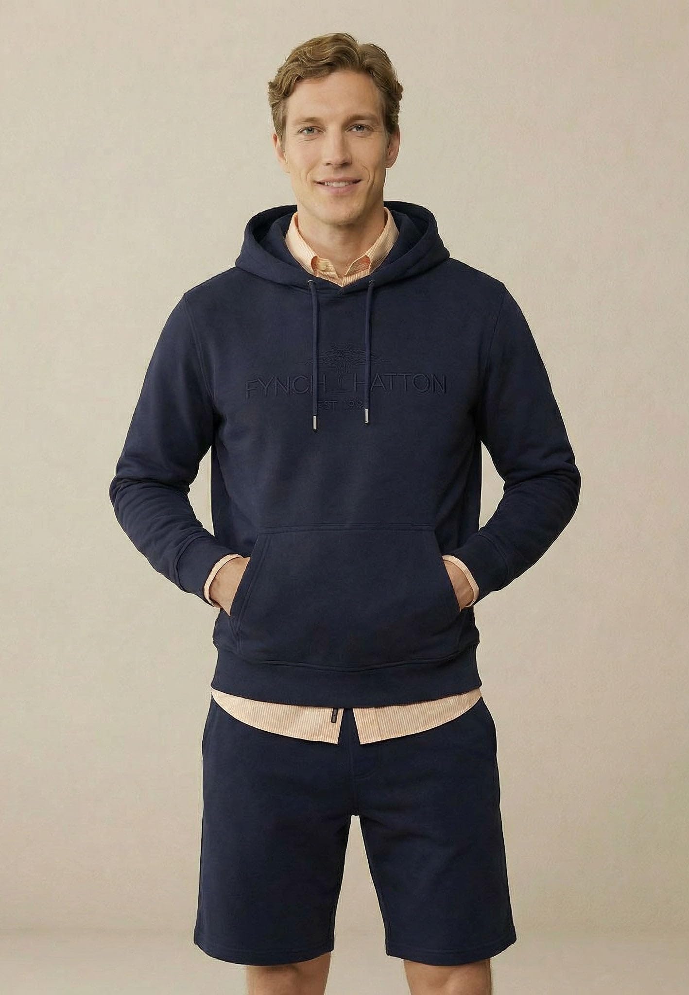 FYNCH-HATTON Hoodie aus Baumwolle mit Logoprägung Navy/XL