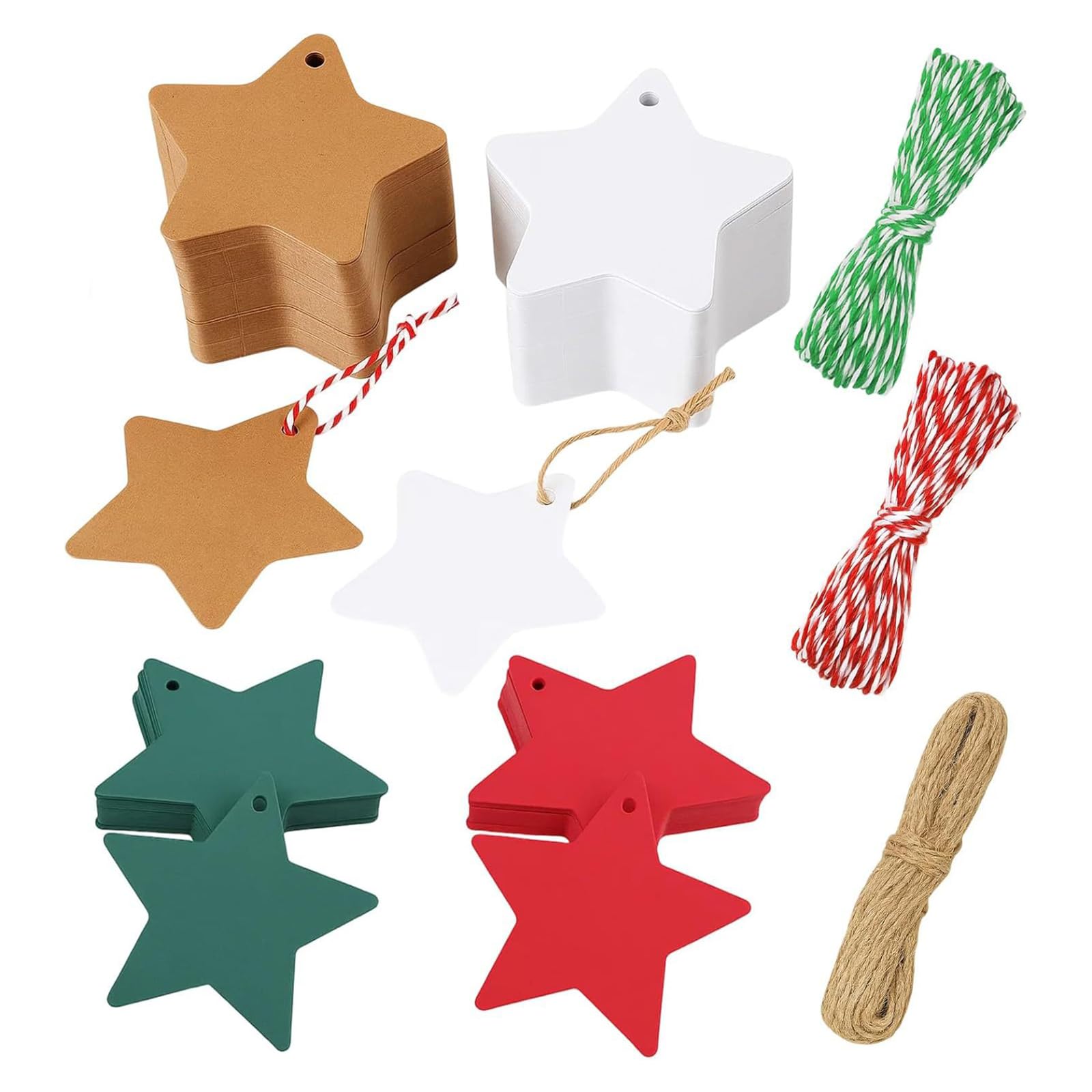 Buxuaaaa 160Pcs Writable Labels Star Shape Cardstock Hanging Labels with Hanging Rope for Packaging Cardstock