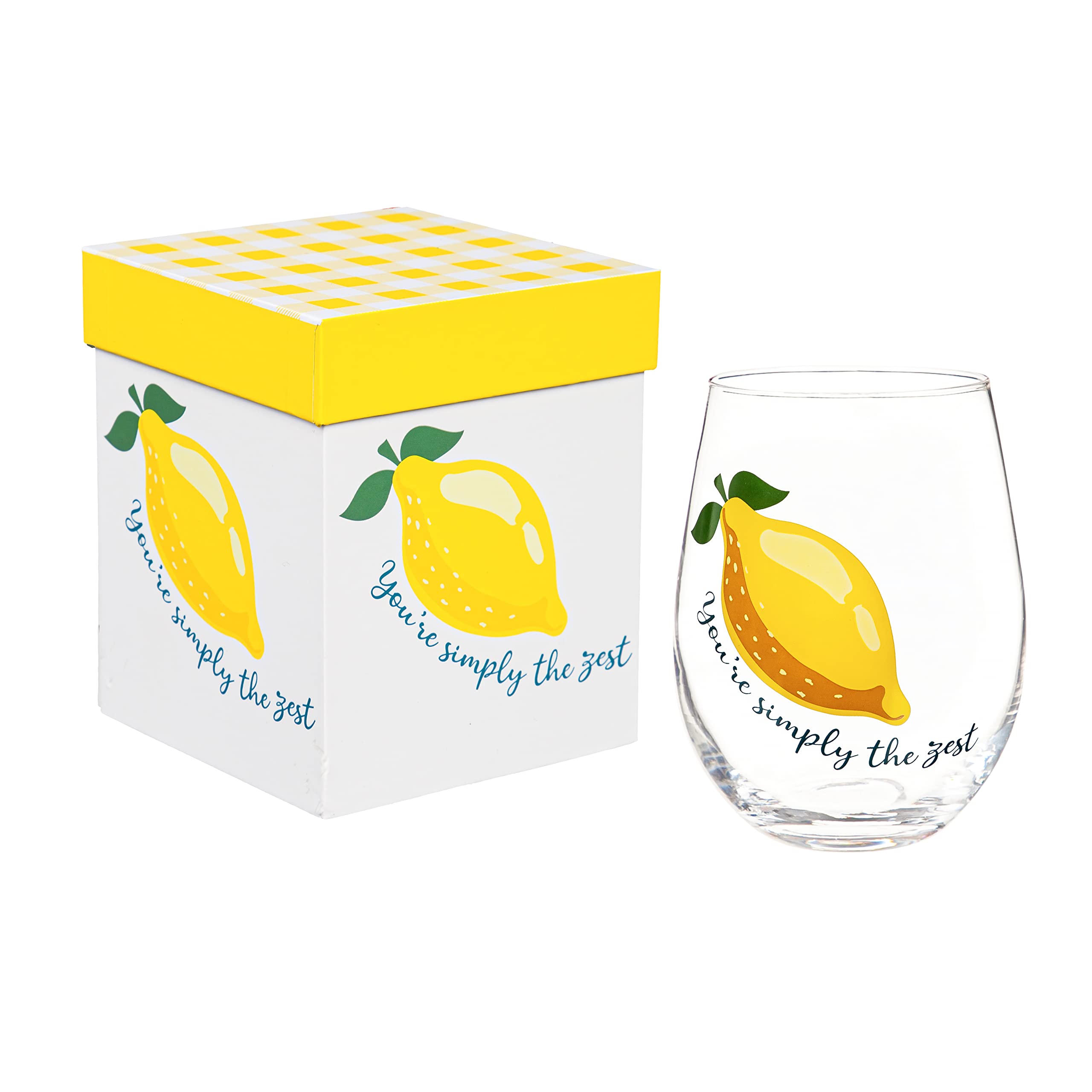 Evergreen17 OZ Stemless Drinkware Drinking Glass w/Box, You're simply the Zest