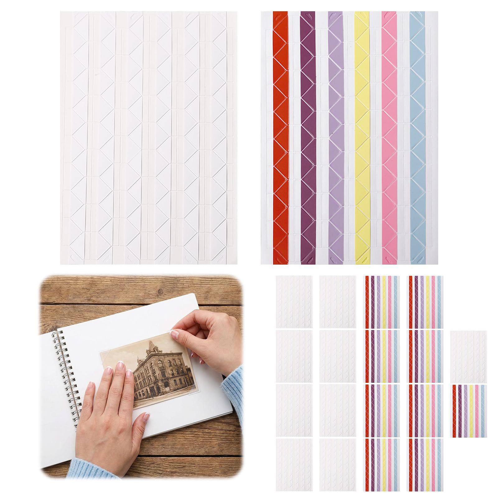 Solvio Multicolor 2448 Pcs Photo Corners Clear Self Adhesive, Photos Corner Stickers, Suitable For Photo Albums, Scrapbooks, And Diy Crafts, 24 Sheets, Colorful