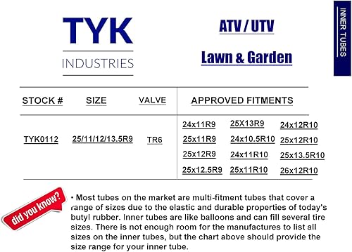 Miniatura 4 de 25X13-9 Tubo interior para ATV y UTV, 25x13.00-9 Tubo interior de neumático radial o bias con vástago de válvula TR6 (paquete de 2)