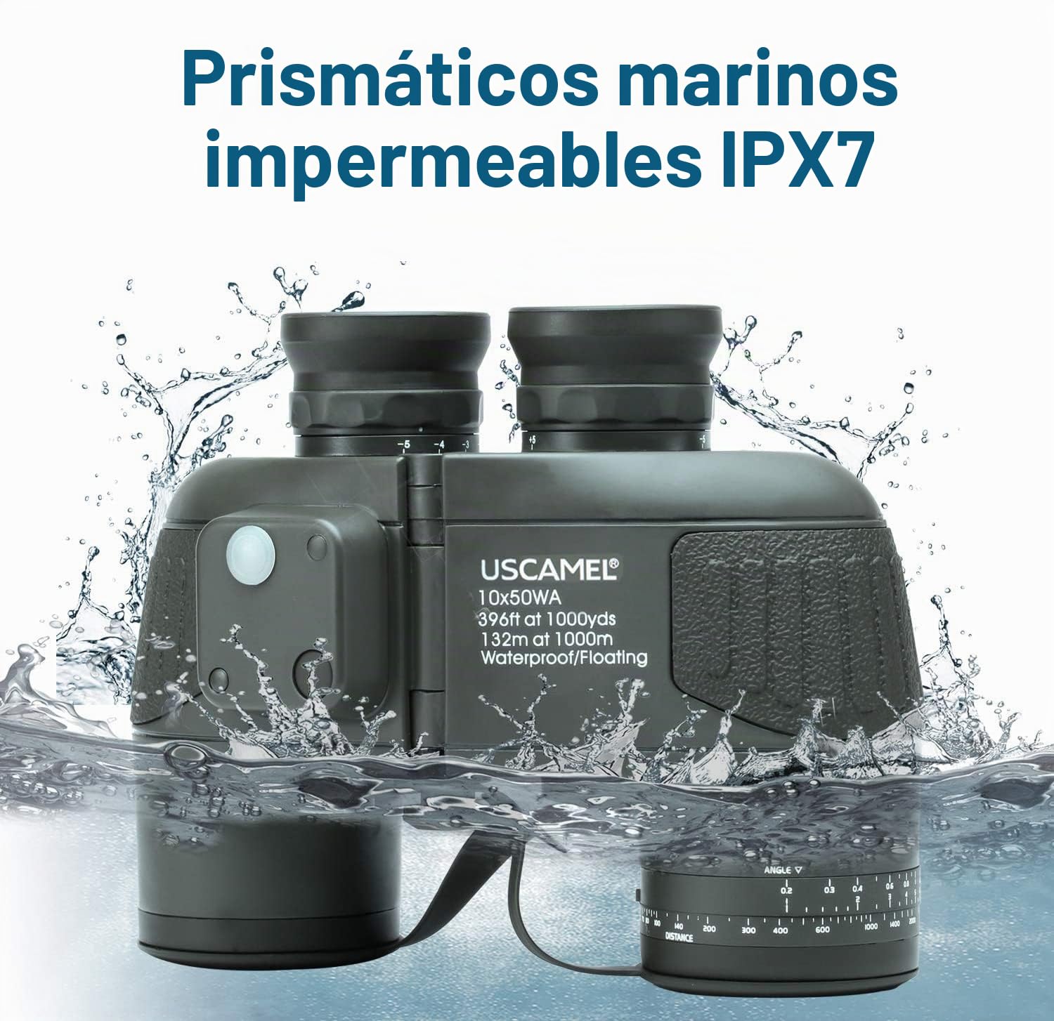 USCAMEL 10X50 Marinos Binoculares para Adultos con Telémetro Brújula, Binoculares Marinos para Adultos Vela Náutica