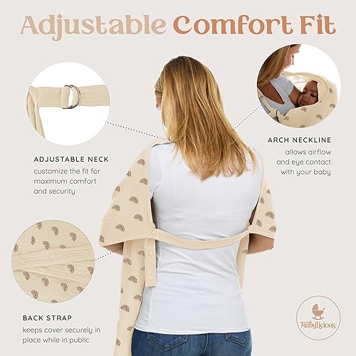 Miniatura 2 de Cubierta de muselina para lactancia materna, fundas para lactancia materna para mujer, transpirable, 100% muselina de algodón con arco y correas