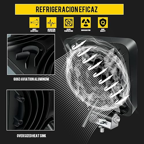 Miniatura 6 de Luces LED de trabajo para camión tractor  MUVKQC - Luces LED cuadradas de 4 pulgadas, 10 unidades, 123 W, 10000 lúmenes, barra de luz todoterreno